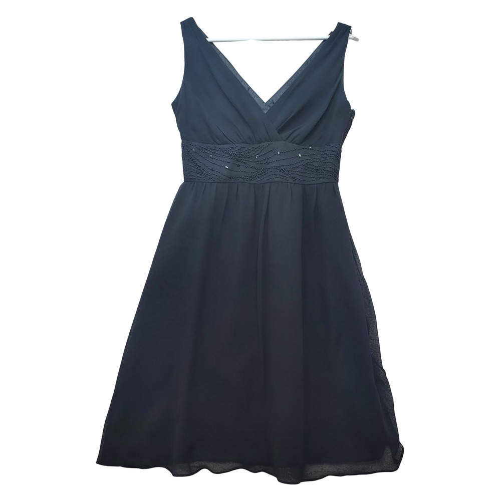 Jones New York Little Black Dress Womens 4P Silk Beaded V-Neck Cocktail Event